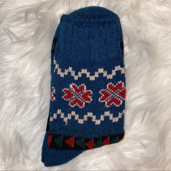 Accessories - Blue Vintage Style Wool Knit Socks
